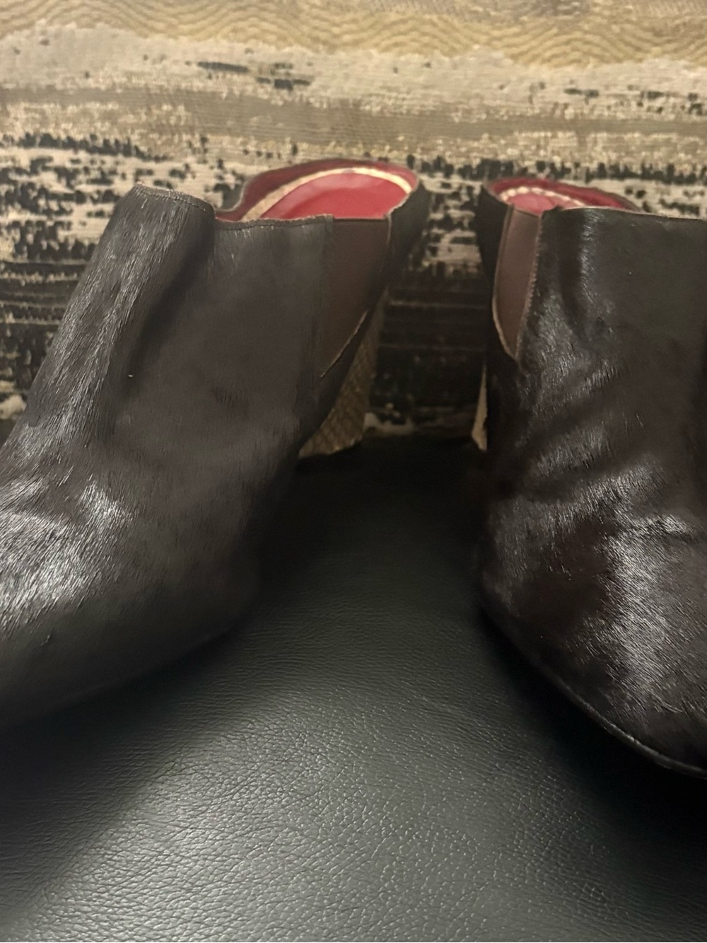 Donald J. Pliner Brown Haircalf Slip-On Mule Heels size 8.5